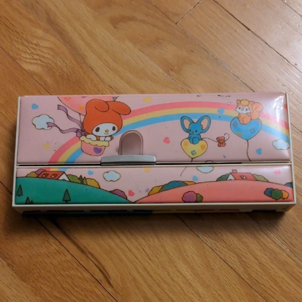 RARE Vintage 1980's Sanrio Colorful My Melody-Themed double sided pencil‎ case
